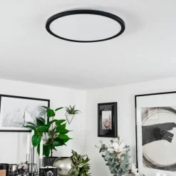 Plafonnier Hortinhas LED Noir, 1 lumière, Télécommandes, Changeur de couleurs