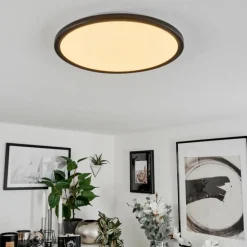 Plafonnier Hortinhas LED Noir, 1 lumière, Télécommandes, Changeur de couleurs