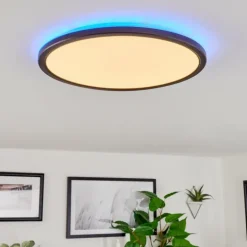 Plafonnier Hortinhas LED Noir, 1 lumière, Télécommandes, Changeur de couleurs