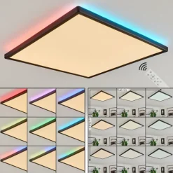 Plafonnier Hortinhas LED Noir, 1 lumière, Télécommandes, Changeur de couleurs