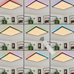 Plafonnier Hortinhas LED Noir, 1 lumière, Télécommandes, Changeur de couleurs