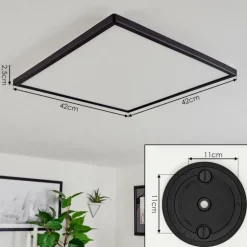 Plafonnier Hortinhas LED Noir, 1 lumière, Télécommandes, Changeur de couleurs