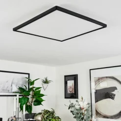 Plafonnier Hortinhas LED Noir, 1 lumière, Télécommandes, Changeur de couleurs