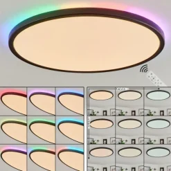 Plafonnier Hortinhas LED Noir, 1 lumière, Télécommandes, Changeur de couleurs