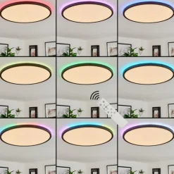 Plafonnier Hortinhas LED Noir, 1 lumière, Télécommandes, Changeur de couleurs