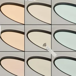 Plafonnier Hortinhas LED Noir, 1 lumière, Télécommandes, Changeur de couleurs