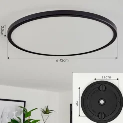 Plafonnier Hortinhas LED Noir, 1 lumière, Télécommandes, Changeur de couleurs