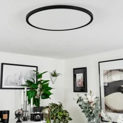 Plafonnier Hortinhas LED Noir, 1 lumière, Télécommandes, Changeur de couleurs