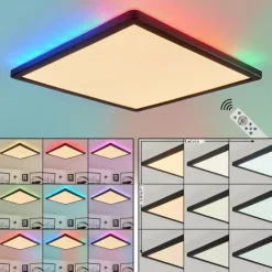 Plafonnier Hortinhas LED Noir, 1 lumière, Télécommandes, Changeur de couleurs