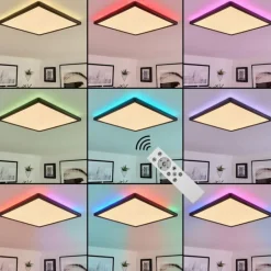 Plafonnier Hortinhas LED Noir, 1 lumière, Télécommandes, Changeur de couleurs