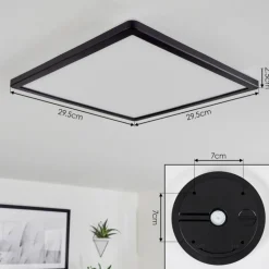 Plafonnier Hortinhas LED Noir, 1 lumière, Télécommandes, Changeur de couleurs