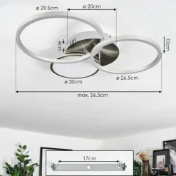 Plafonnier Hosum LED Nickel mat, 1 lumière