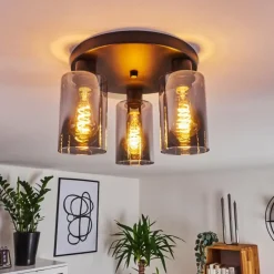Plafonnier Hunouri Noir, 3 lumières