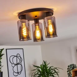 Plafonnier Hunouri Noir, 3 lumières