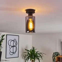 Plafonnier Hunouri Noir, 1 lumière