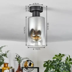 Plafonnier Hunouri Noir, 1 lumière