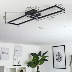 Plafonnier Hyacinthe LED Chrome, Noir, 1 lumière