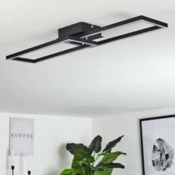 Plafonnier Hyacinthe LED Chrome, Noir, 1 lumière