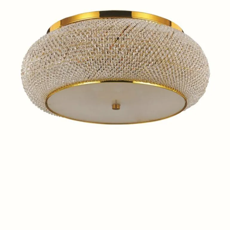 Plafonnier Ideal Lux PASHA Or, Aspect cristal, 10 lumières
