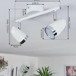 Plafonnier Idlewild LED Chrome, Blanc, 2 lumières