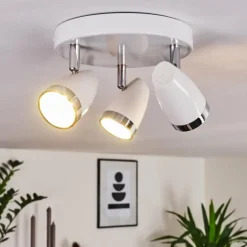 Plafonnier Idlewild LED Chrome, Blanc, 3 lumières