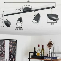 Plafonnier Idlewild LED Noir, 4 lumières