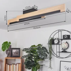 Plafonnier Inzino LED Écru, Noir, 2 lumières