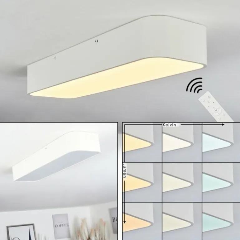 Plafonnier Iriondo LED Blanc, 1 lumière, Télécommandes