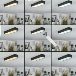 Plafonnier Iriondo LED Noir, 1 lumière, Télécommandes