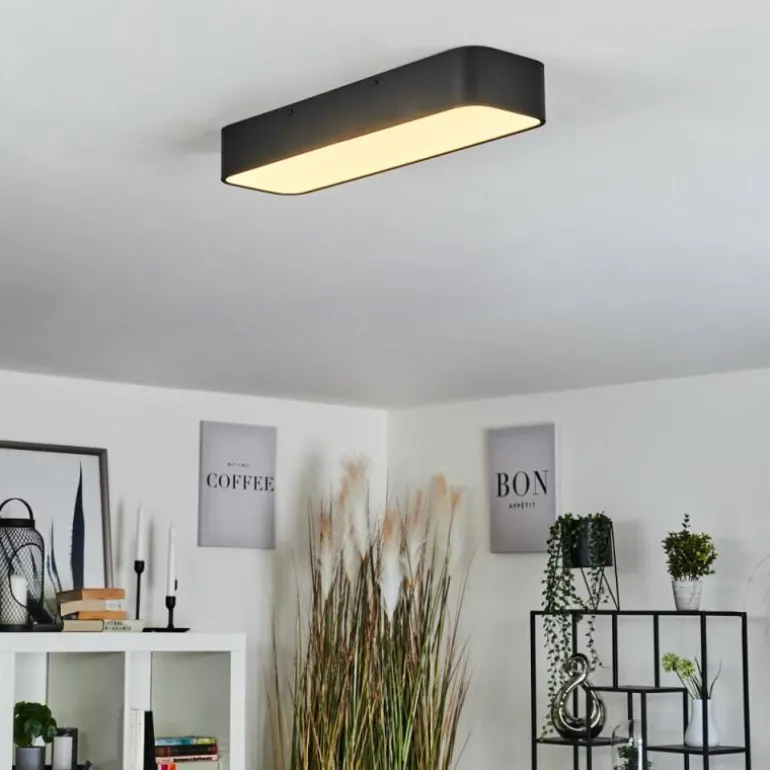 Plafonnier Iriondo LED Noir, 1 lumière, Télécommandes