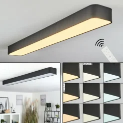 Plafonnier Iriondo LED Noir, 1 lumière, Télécommandes