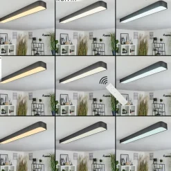 Plafonnier Iriondo LED Noir, 1 lumière, Télécommandes