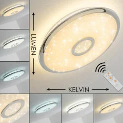 Plafonnier Jamton LED Chrome, 1 lumière, Télécommandes
