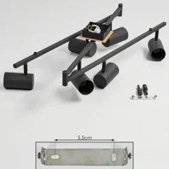 Plafonnier Javel Brun, Gris, Couleur bois, Noir, 6 lumières