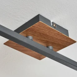 Plafonnier Javel Brun, Gris, Couleur bois, Noir, 6 lumières