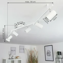 Plafonnier Javel Chrome, Blanc, 6 lumières