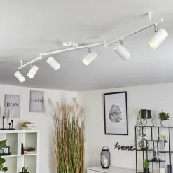 Plafonnier Javel Chrome, Blanc, 6 lumières