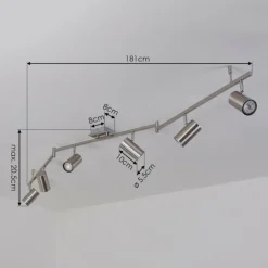 Plafonnier Javel Chrome, Nickel mat, 6 lumières