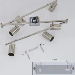 Plafonnier Javel Chrome, Nickel mat, 6 lumières