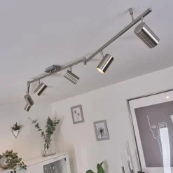 Plafonnier Javel Chrome, Nickel mat, 6 lumières