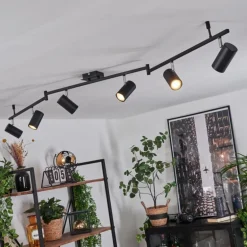 Plafonnier Javel Chrome, Noir, 6 lumières