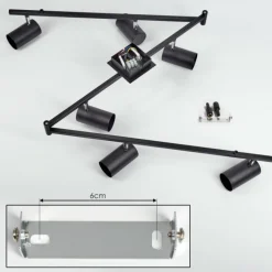 Plafonnier Javel Chrome, Noir, 6 lumières