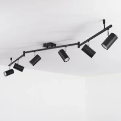 Plafonnier Javel Chrome, Noir, 6 lumières