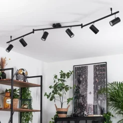 Plafonnier Javel Chrome, Noir, 6 lumières
