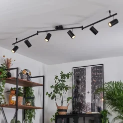 Plafonnier Javel Chrome, Noir, 6 lumières