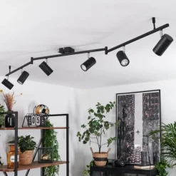 Plafonnier Javel Chrome, Noir, 6 lumières