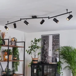 Plafonnier Javel Chrome, Noir, 6 lumières