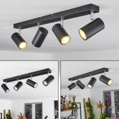 Plafonnier Javel Chrome, Noir, 4 lumières