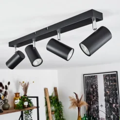 Plafonnier Javel Chrome, Noir, 4 lumières