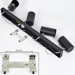 Plafonnier Javel Chrome, Noir, 4 lumières